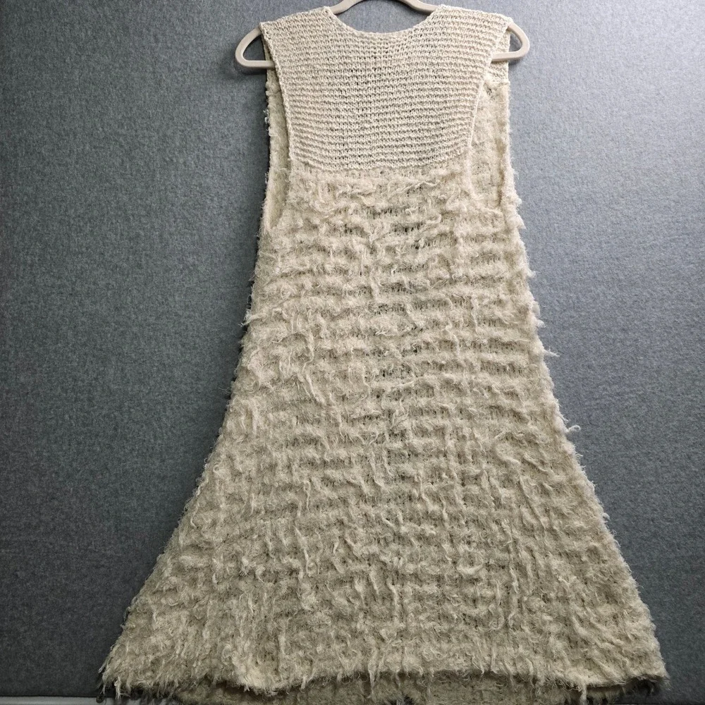 Free People Ivory Shaggy Eyelash Knit Longline Vest Sleeveless Cardigan Small